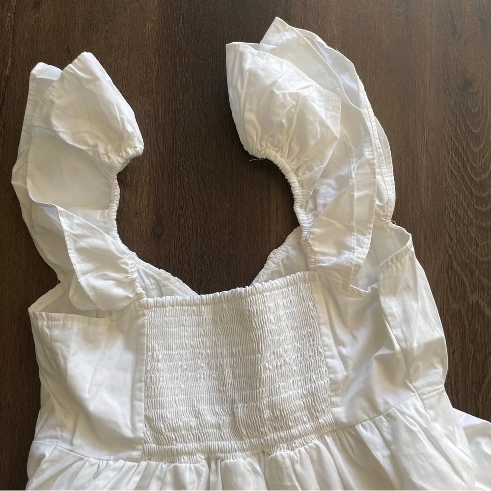 NWT Abercrombie & Fitch White Ruffle Sleeve Maxi Dress (Size XS)